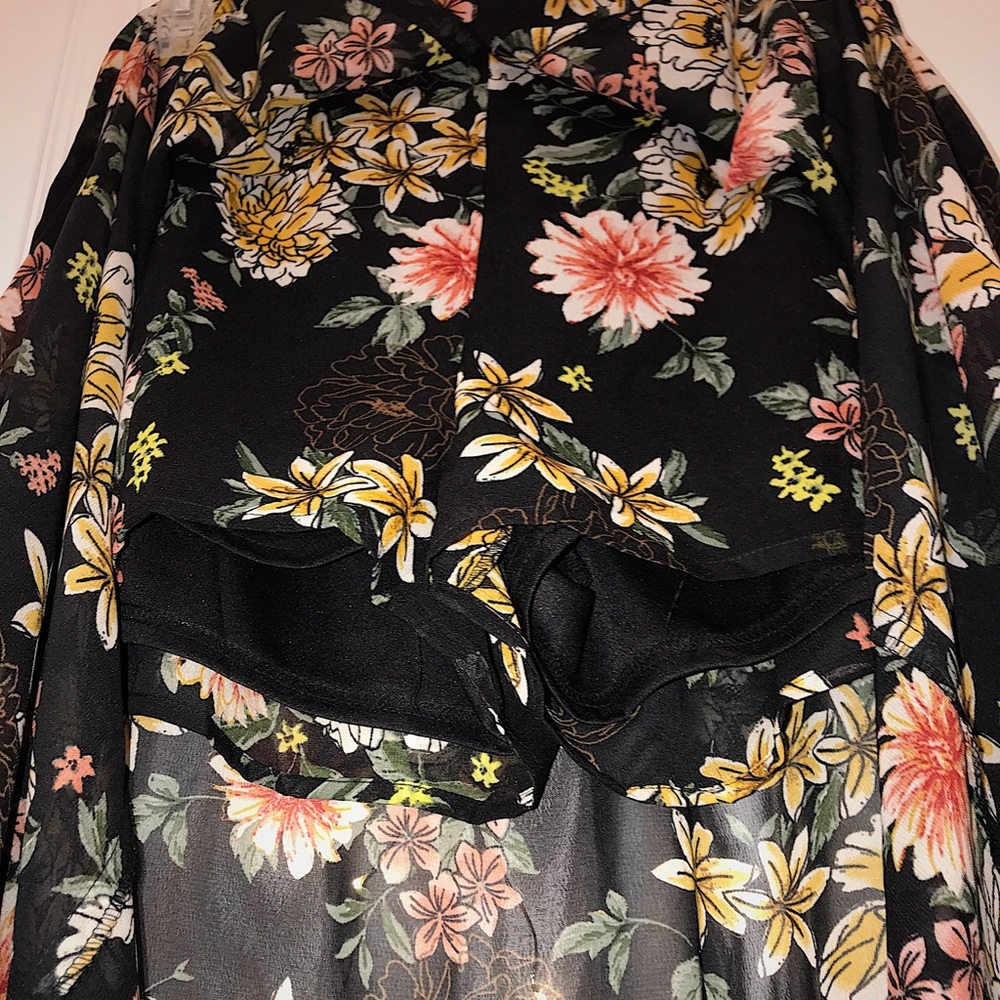 Floral Maxi Short-Skirt with Slit